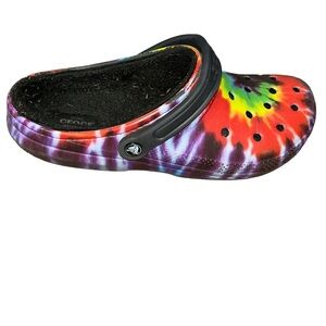 Crocs Dual Comfort Fleece Lined Tye Tie Dye Clogs Men's 11